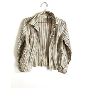Covington  Top Womens Size 8 Beige Gray Striped Causal Stretch Vintage